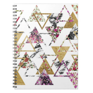 Cuaderno Triángulos geométricos del mármol floral elegan