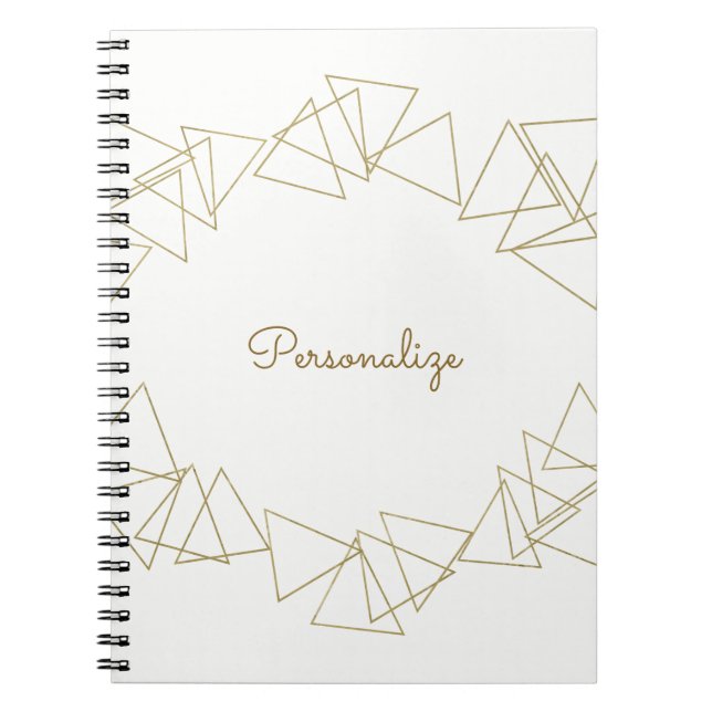 Cuaderno Triángulos Geométricos Dorados Glamour Moderno Chi (Frente)