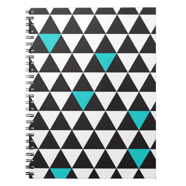 Cuaderno Triángulos Geométricos Negro Blanco Turquesa Azul  (Frente)