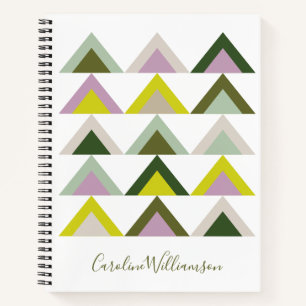 Cuaderno Triángulos geométricos verde y púrpura personaliza