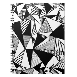 Cuaderno Triángulos mosaicos, textura blanca negra.