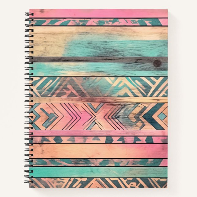 Cuaderno Tribal Azteca, Azul Y Rosa Del Sudoeste (Anverso)