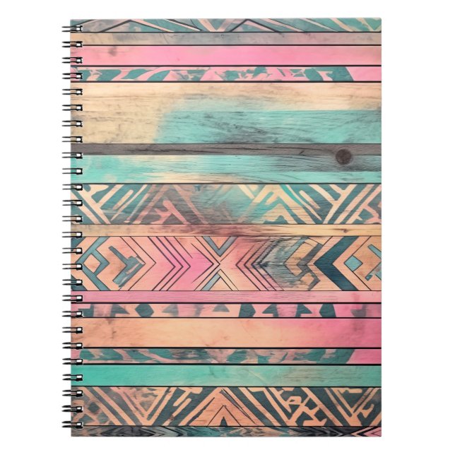 Cuaderno Tribal Azteca, Azul Y Rosa Del Sudoeste (Frente)