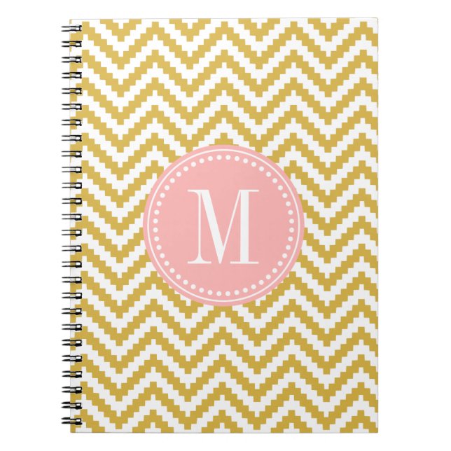 Cuaderno Tribal azteca beige de Chevron del oro (Frente)