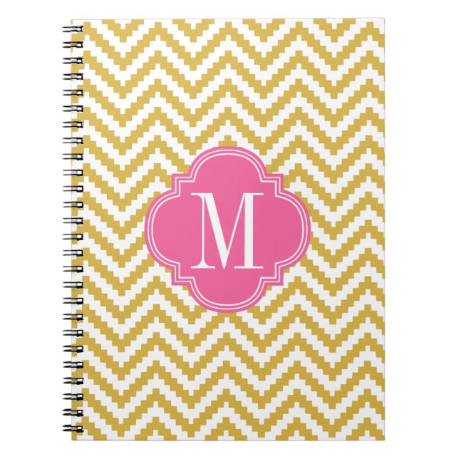 Cuaderno Tribal azteca beige de Chevron del oro (Frente)