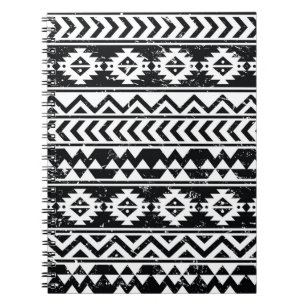 Cuaderno Tribal azteca: patrón blanco grunge.