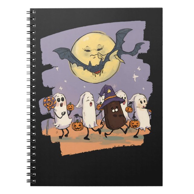 Cuaderno Trick o trato a niños fantasmas bajo una luna llen (Frente)
