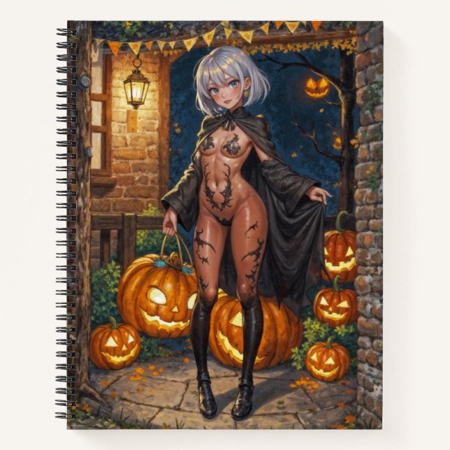 Cuaderno Trick o Treater, valiente Chica de disfraces de Ha (Anverso)