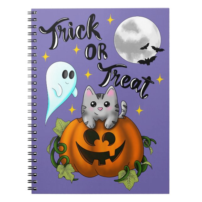 Cuaderno Trick or treat Halloween cat (Frente)