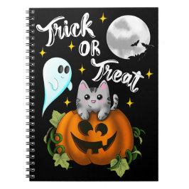 Cuaderno Trick or treat Halloween cat white