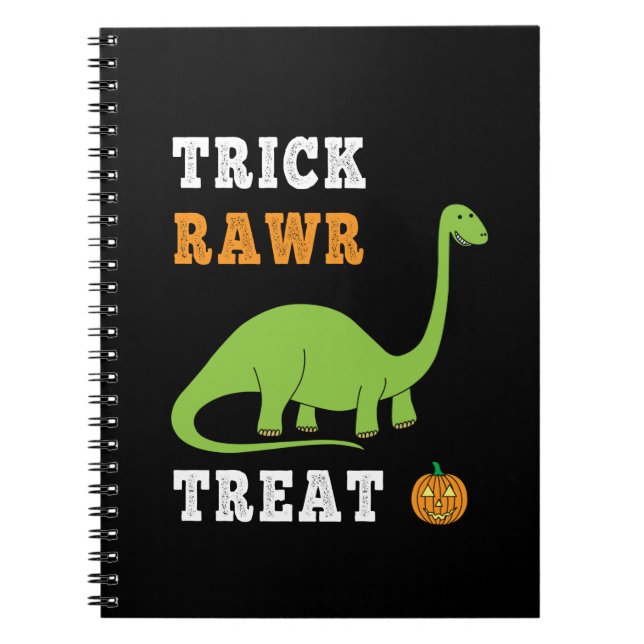 Cuaderno Trick Rawr Treat Cute Halloween Brontosaurus Dino (Frente)