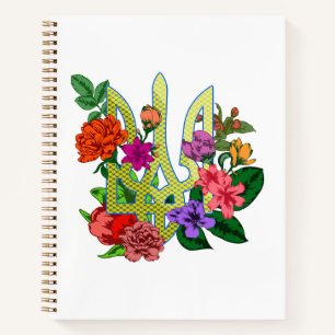 Cuaderno tridente tryzub de heráldica ucraniana flores flor
