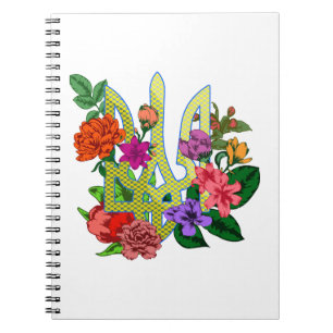 Cuaderno tridente tryzub de la heráldica ucraniana con flor
