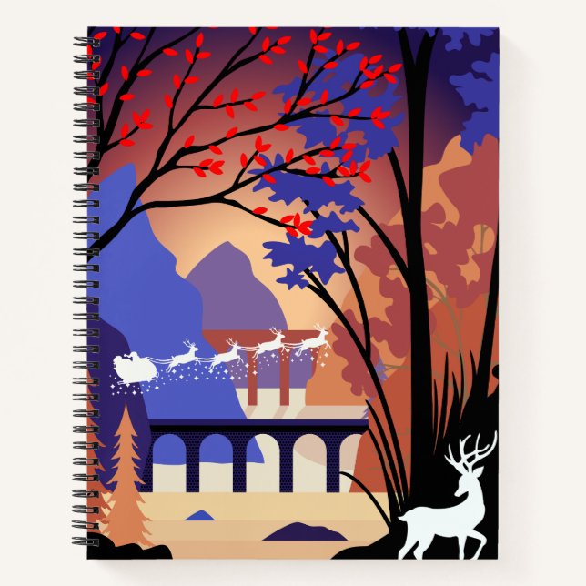 Cuaderno Trineo de Santa Navidad del Bosque Crepuscular (Anverso)