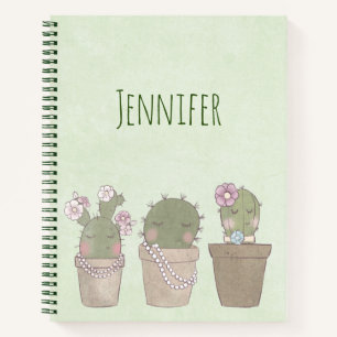 Cuaderno Trio De Cactus Cute Con Joyería