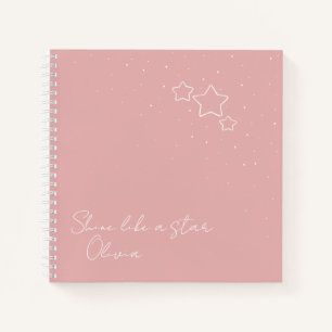 Cuaderno Trío de estrellas en rosa y blanco con mensaje y n