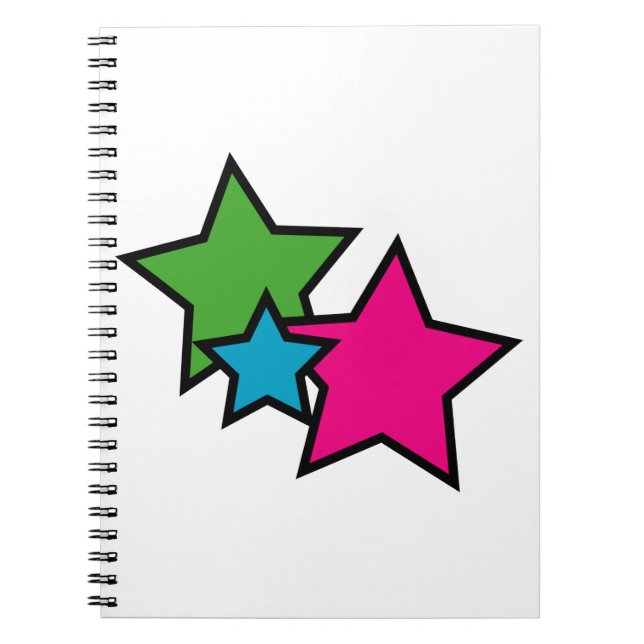 Cuaderno Trío de Estrellas Neón Brillantes (Frente)