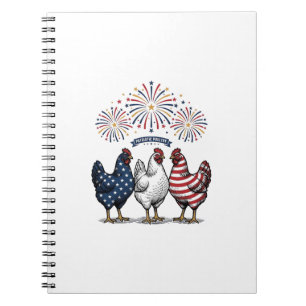 Cuaderno Trio de pollo patriótico grabado vintage vector De