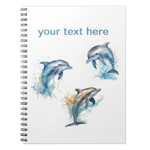 Cuaderno Trío delfín acuarela, personalizado