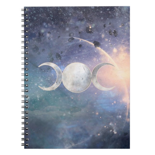 Cuaderno Triple diosa de la luna del universo celestial Pie (Frente)