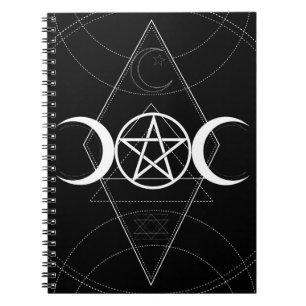 Cuaderno Triple Luna Luna Geometría Pentagram Wicca Wiccan