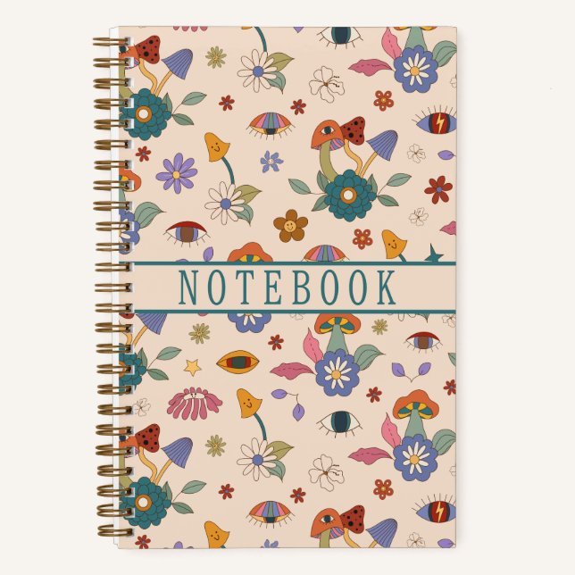 Cuaderno Trippy Boho Mushroom y Ojos psicodélicos (Anverso)