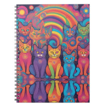 Trippy Cats Hippy Color Vivid Psychedelic