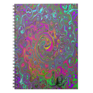 Cuaderno Trippy Hot Pink Abstract Retro Liquid Swirl