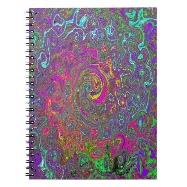 Cuaderno Trippy Hot Pink Abstract Retro Liquid Swirl (Frente)