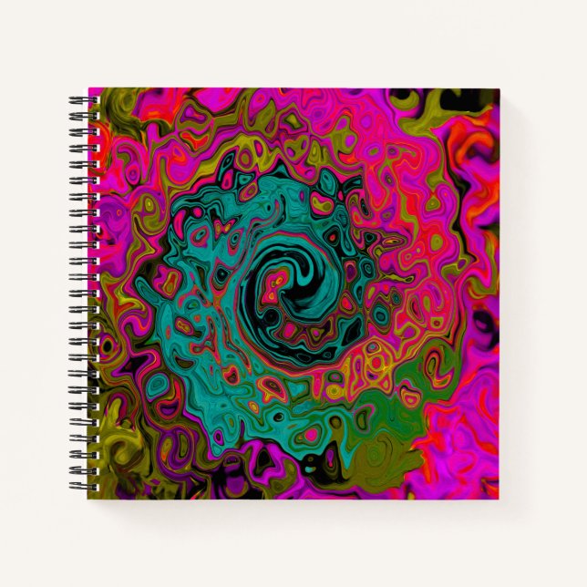 Cuaderno Trippy Turquoise Resumen Retro Liquid Swirl (Anverso)