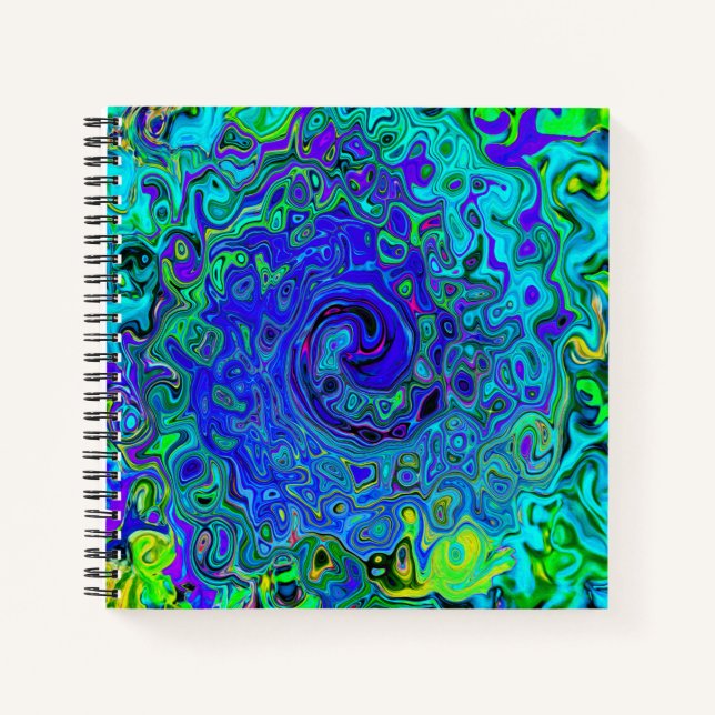 Cuaderno Trippy Violet Blue Abstract Retro Liquid Swirl (Anverso)