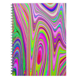 Cuaderno Trippy Yellow and Pink Abstract Groovy Retro Art