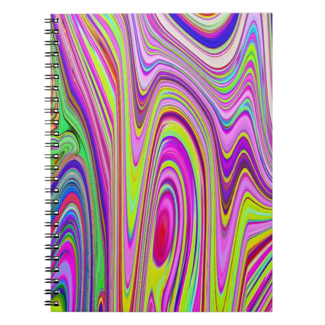 Cuaderno Trippy Yellow and Pink Abstract Groovy Retro Art (Frente)