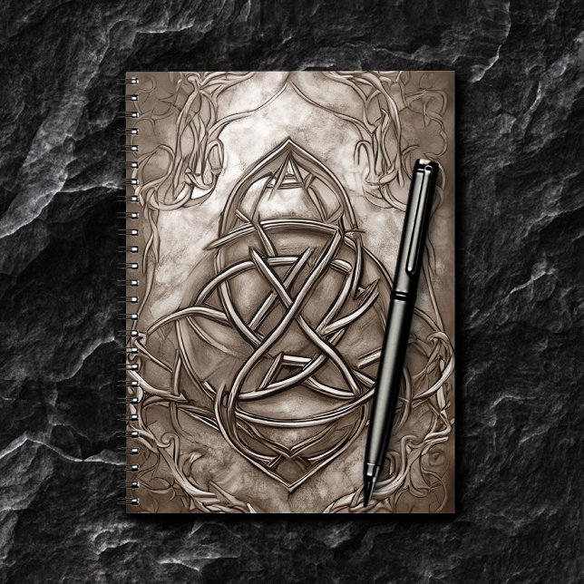 Cuaderno Triquetra Trinity Knot Sepia Faux Metallic Tin (Subido por el creador)