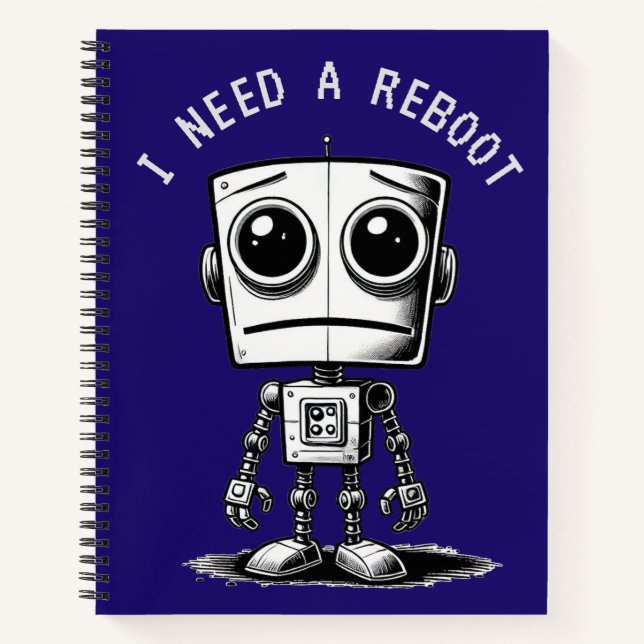 Cuaderno Triste Robot - Necesito Reiniciar (Anverso)