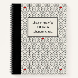 Cuaderno Trivia geométrica en blanco y negro de personaliza