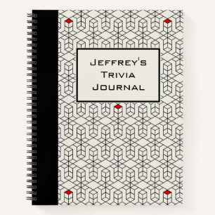 Cuaderno Trivia geométrica en blanco y negro de personaliza