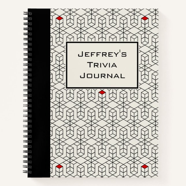 Cuaderno Trivia geométrica en blanco y negro de personaliza (Anverso)
