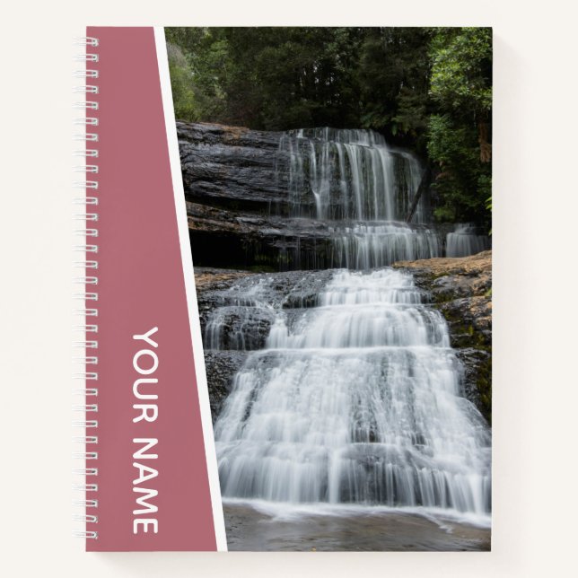 Cuaderno Trompeolas de cascada Tasmania Australia, oro Rosa (Anverso)