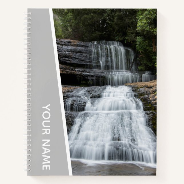 Cuaderno Trompeolas de cascada Tasmania Australia, plata (Anverso)