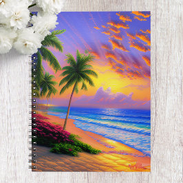 Cuaderno Tropical Beach, Ocean Sunset Notebook
