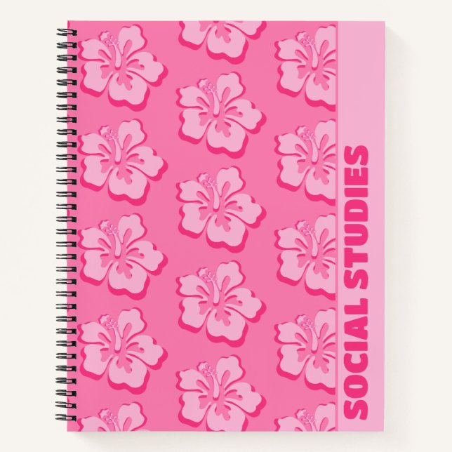 Cuaderno Tropical Floral Preppy de Moda Asignatura Escolar  (Anverso)