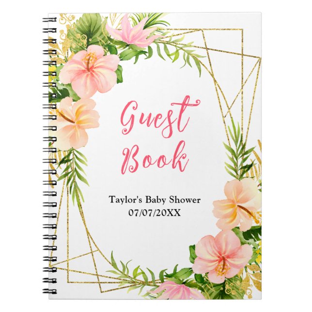 Cuaderno Tropical Jungle Floral Baby Shower Guest Book (Frente)