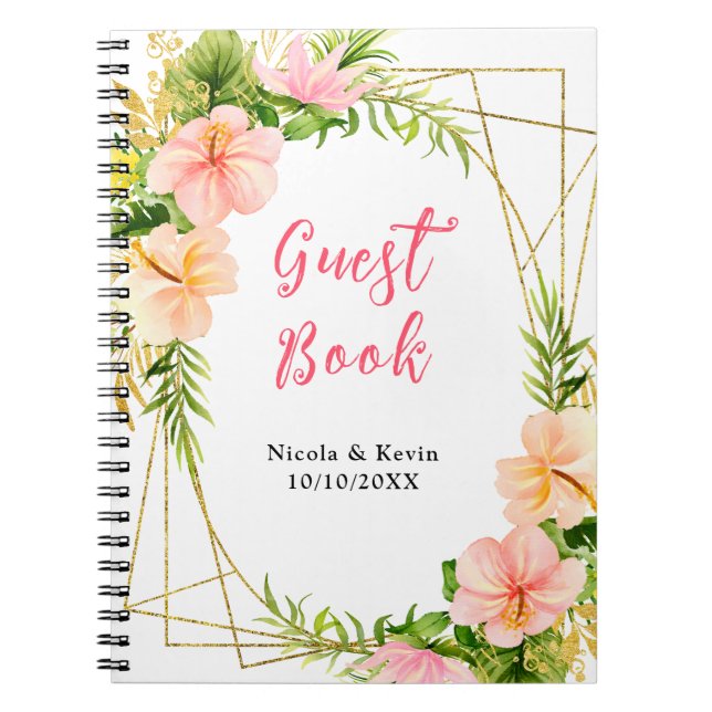Cuaderno Tropical Jungle Floral Wedding Guest Book (Frente)
