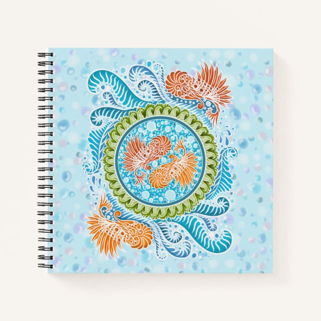 Cuaderno Tropical Koi Mandala | Vibrante Ocean Zen Art (Anverso)