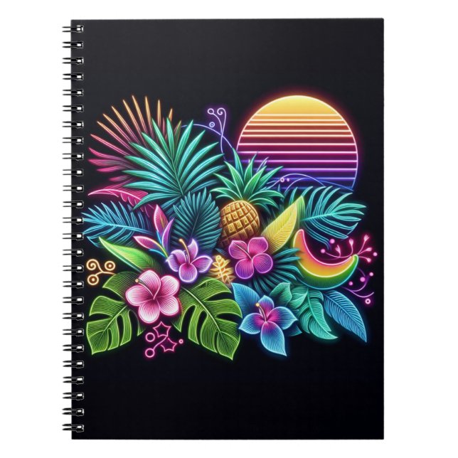 Cuaderno Tropical neón colorido/hawaiano (Frente)