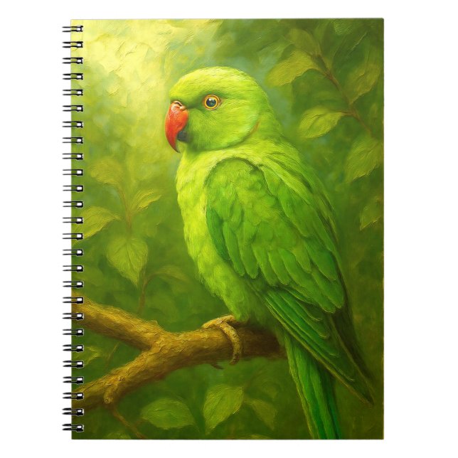 Cuaderno tropical Parrot Notebook - Green Bird Journal (Frente)