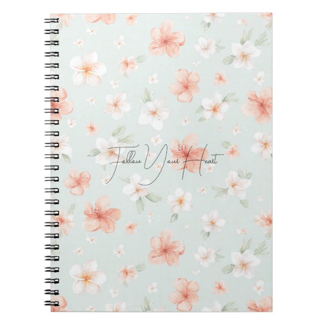 Cuaderno Tropical Peach White Hibiscus Flowers (Frente)