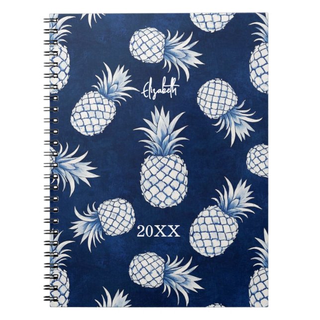 Cuaderno Tropical Pineapple with Name – Watercolor Style (Frente)