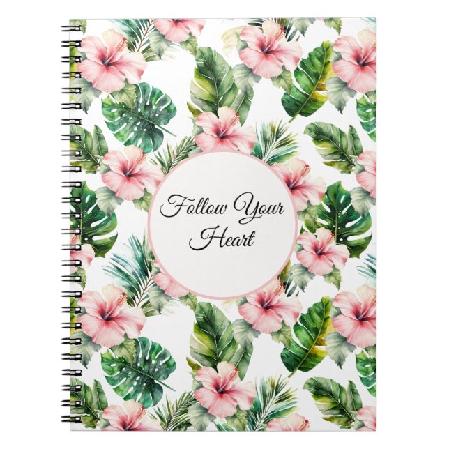 Cuaderno Tropical Pink Hibiscus Floral  (Frente)